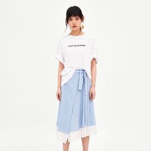 NWT Zara Size S Striped Wrap Skirt